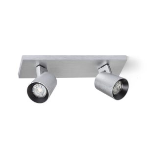 KENNY II felületre szerelhetõ  szálcsiszolt alumínium/fekete 230V LED GU10 2x8W