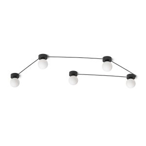 VELA V mennyezeti lámpa fekete opálüveg 230V LED G9 5x6W