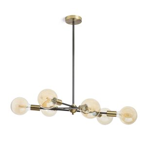 ARTEMIA 6 rúdon fekete szálcsiszolt sárgaréz 230V LED E27 6x15W