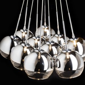 LEDRA ASTRAL függőlámpa krómozott üveg/átlátszó üveg 230V/12V G4 10x20W