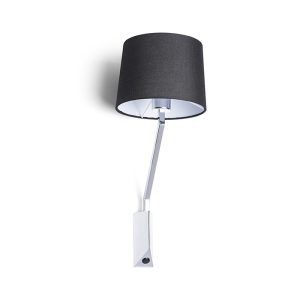 LEDRA SHARP fali lámpa fekete króm 230V LED E27 15W