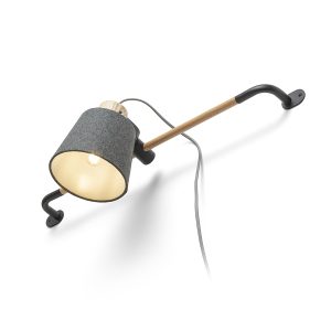 LEDRA CHOUPETTE fali lámpa, csúsztatható feketésszürke textil/fa 230V LED E27 11W