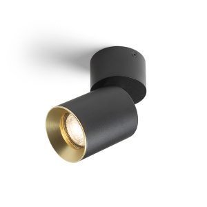 LEDRA DARIO mennyezeti lámpa fekete szálcsiszolt sárgaréz 230V LED GU10 9W