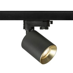 LEDRA DARIO háromáramkörös sínre fekete szálcsiszolt sárgaréz 230V LED GU10 9W