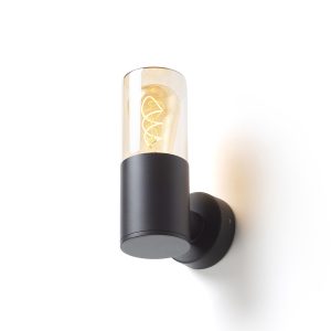 LEDRA QUINN fali lámpa fekete borostyánsárga üveg 230V LED E27 11W IP54