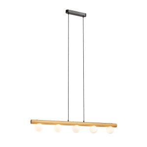 LEDRA NOCTIS függőlámpa fa/opálüveg 230V LED G9 5x7W